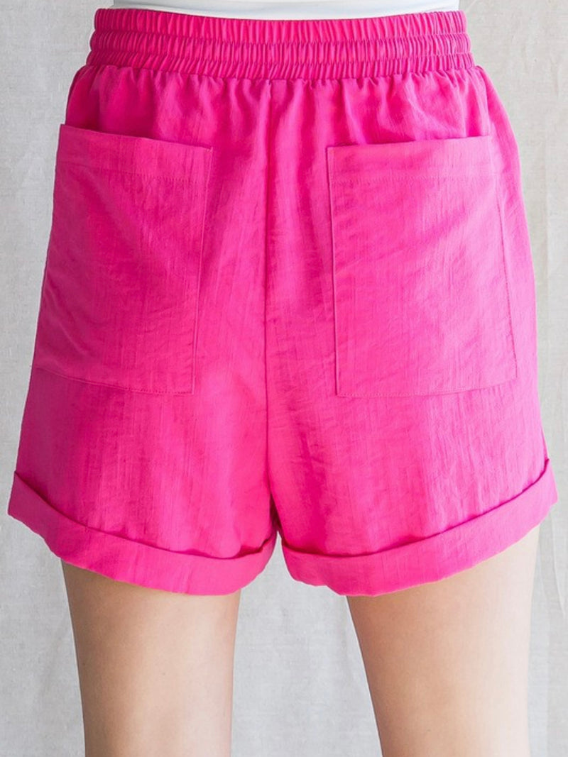 Textured Drawstring Waist Shorts