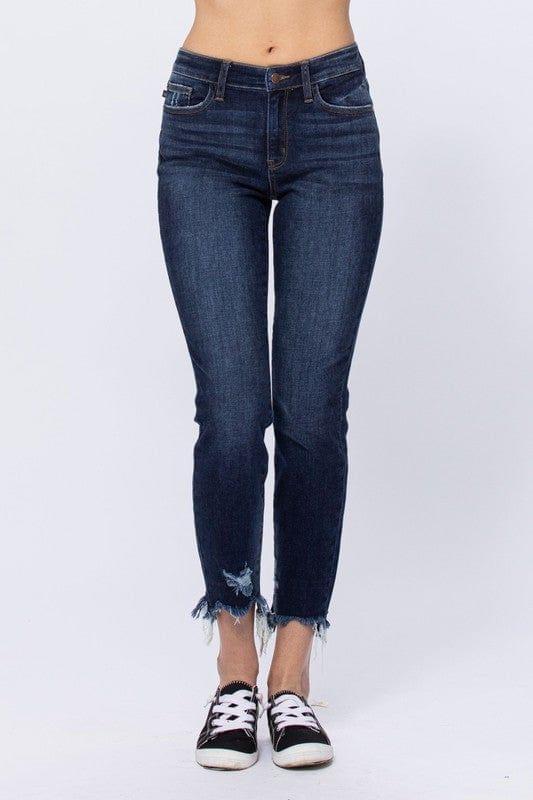 Mid-Rise Destroyed Slim Fit Jeans by Judy Blue
