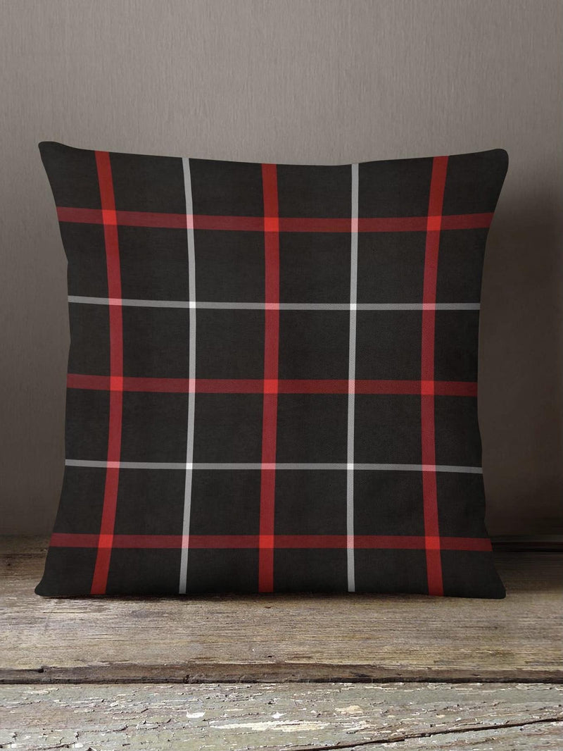 Black Red White Plaid-Pillow Cover